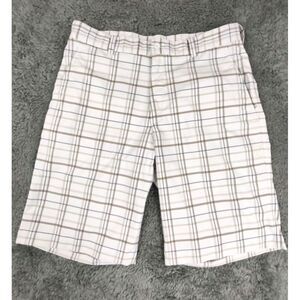 Nike Golf Shorts Men's M-32 (act 33") White Plaid Check 11" Inseam Casual